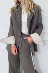 Women's Casual Lapel Contrast Plaid Suit Two-piece Suit