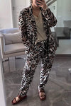 Women's Leopard Print Jacket & Pants Two-piece Set