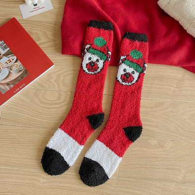 Women's Christmas Non-shedding thickened coral fleece stockings