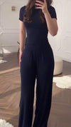 Women's Round Neck All-match Solid Color Comfortable Casual Suit