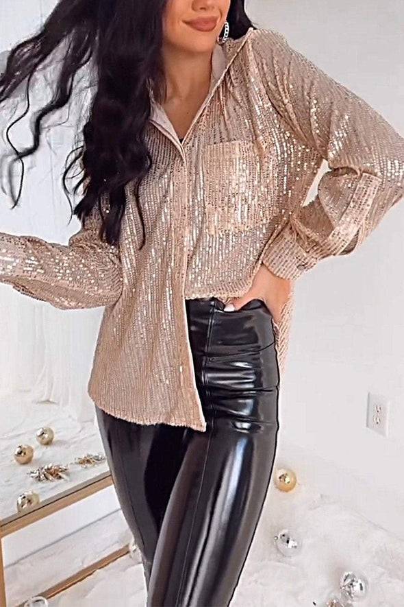 Women's Fashion Sequined Shirt Tops