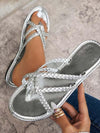 Braided solid color flat sandals