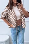 Women's Check Lace-Up Knit Cardigan