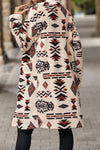 Women's Single-breasted Ethnic Style Printed Plush Long Coat