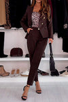 Women's Solid Color Button Fashion Casual Suit