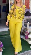 Casual Round Neck Bat Sleeve Top and Trousers Two-piece Suit