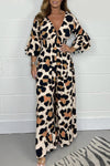 Leopard print V-neck jumpsuit