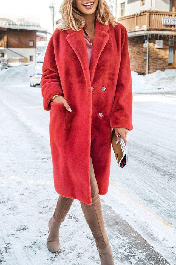 Women's Casual Lapel Fur Long Coat