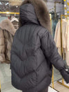 Women's Hooded Fur Patchwork Fashionable Cotton Coat