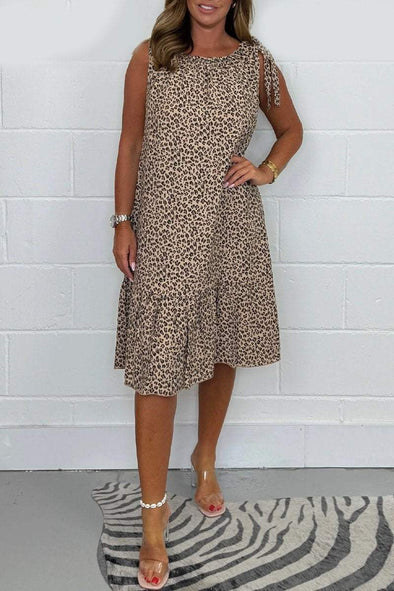 Women's Leopard Print Sleeveless Swing Dress