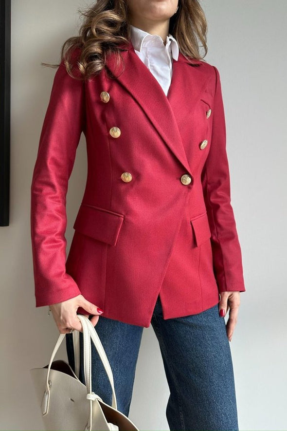 Women's Fashion Solid Color Lapel Asymmetric Placket Suit Jacket