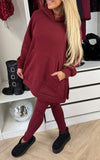 Women's Solid Color Hoodies and Trousers Set