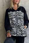 Leopard and Zebra Print Long-sleeve Zip Cardigan