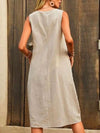 Women's Sleeveless Solid Color Loose U-neck Dress Cotton Linen