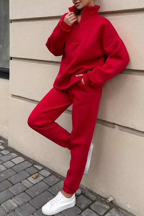 Women's Turtleneck Long Sleeve Sweatshirt Two-piece Suit