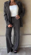 Women's Lapel Rhinestone Casual Suit