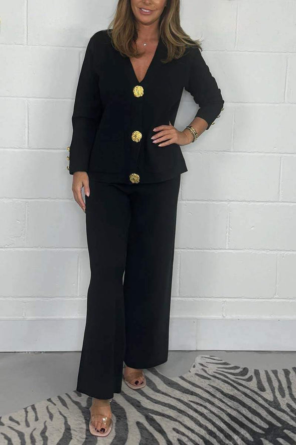 Women's Casual V-neck Single-breasted Two-piece Suit Fashion Trends