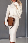 Women's Turtleneck Long Sleeve Sweater Skirt Suit