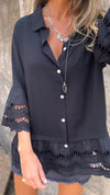 Mid-sleeve Shirt with Hollow Patchwork Design