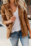 Women's Solid Color Loose Zipper Multi-Pocket Jacket