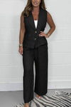Women's Pinstripe Linen Trouser & Oversize Waistcoat Co-Ord
