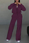 Women's Zipper Jacket & Pants Two-piece Set