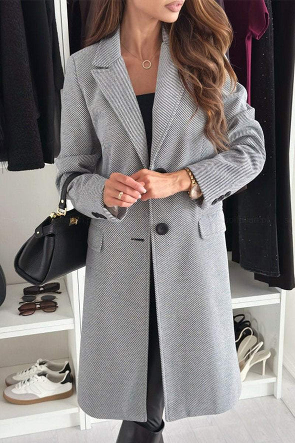 Women's Lapel Woolen Casual Long Coat