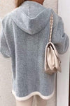 Women's Patchwork Long Sleeve Hooded Knitted Coat