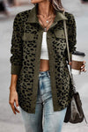 Women's Fashion Leopard Print Button Long Sleeve Jacket