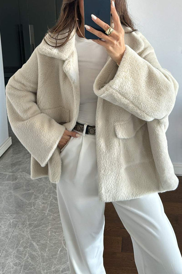 Women's Casual Lapel Single-breasted Faux Fur Winter Coat