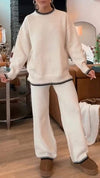 Women's Round Neck Long Sleeve Sweater Casual Suit