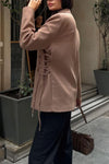 Women's solid color lace-up casual blazer