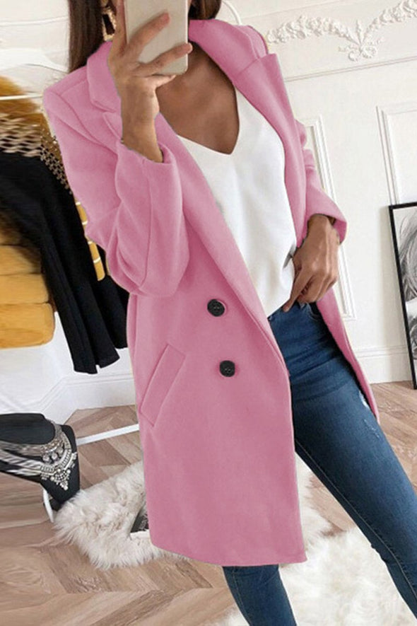 Women's Fashion Solid Color Suit Collar Slim Fit Women's Windbreaker Jacket