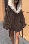 Women's Casual Hooded Loose Fur Coat