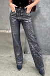 Women's Leopard Print Rhinestone Jeans