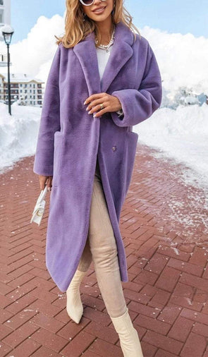 Women's Casual Lapel Fur Long Coat