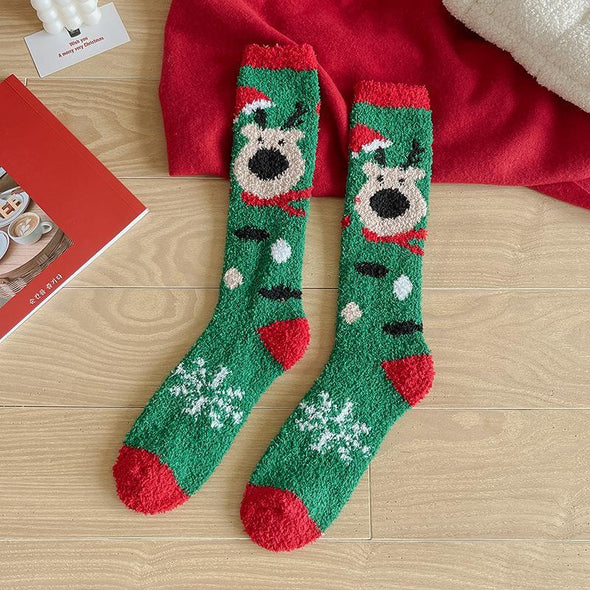 Women's Christmas Non-shedding thickened coral fleece stockings