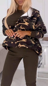 Women's Hooded Camouflage Print Casual Sports Three-piece Suit