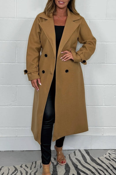 Women's Oversize Wool Look Belted Longline Coat