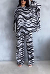 Women's Casual Loose Zebra Print Two-piece Suit