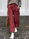 Women's Casual Solid Color Cotton and Linen Trousers