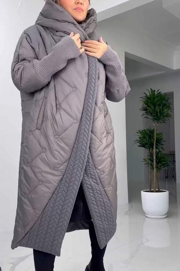 Women's Casual Solid Color Long Hooded Jacket