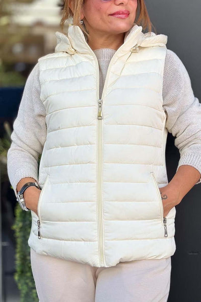 Women's casual patchwork knitted hooded sleeveless jacket