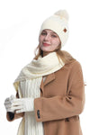 Knitted Hat, Double-layer Fleece Warm Wool Scarf, Gloves, Three-piece Set