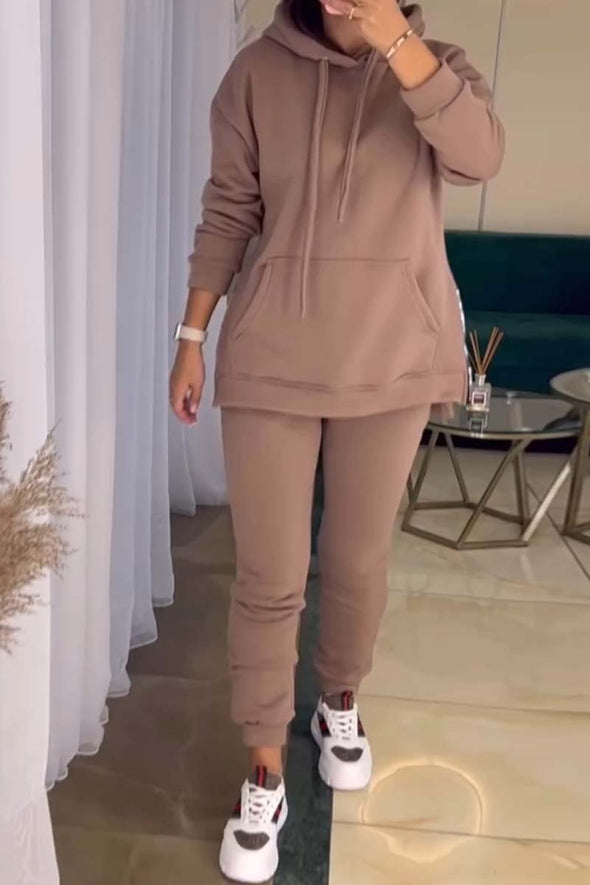 Women's Casual Side Zip Hooded Track Suit