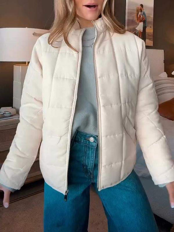 Women's Lapel Long Sleeve Casual Zipper Coat Top