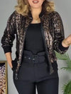 Women's Round Neck Zipper Snake Print Long Sleeve Casual Top