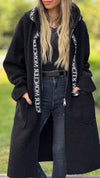 Women's Hooded Lambskin Long-sleeved Coat