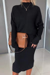 Women's Turtleneck Long Sleeve Sweater Skirt Suit