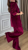 Women's Lapel Long-sleeved Suede Suit